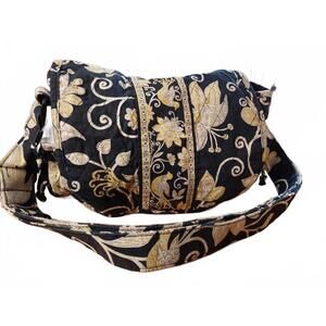 Vera Bradley Quilted Cotton Twirly Birds Pattern Flap Messenger Bag